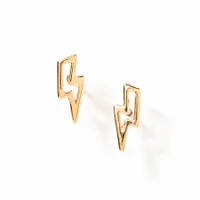 Lightning Bolt Stud Earrings in 14K Yellow Gold