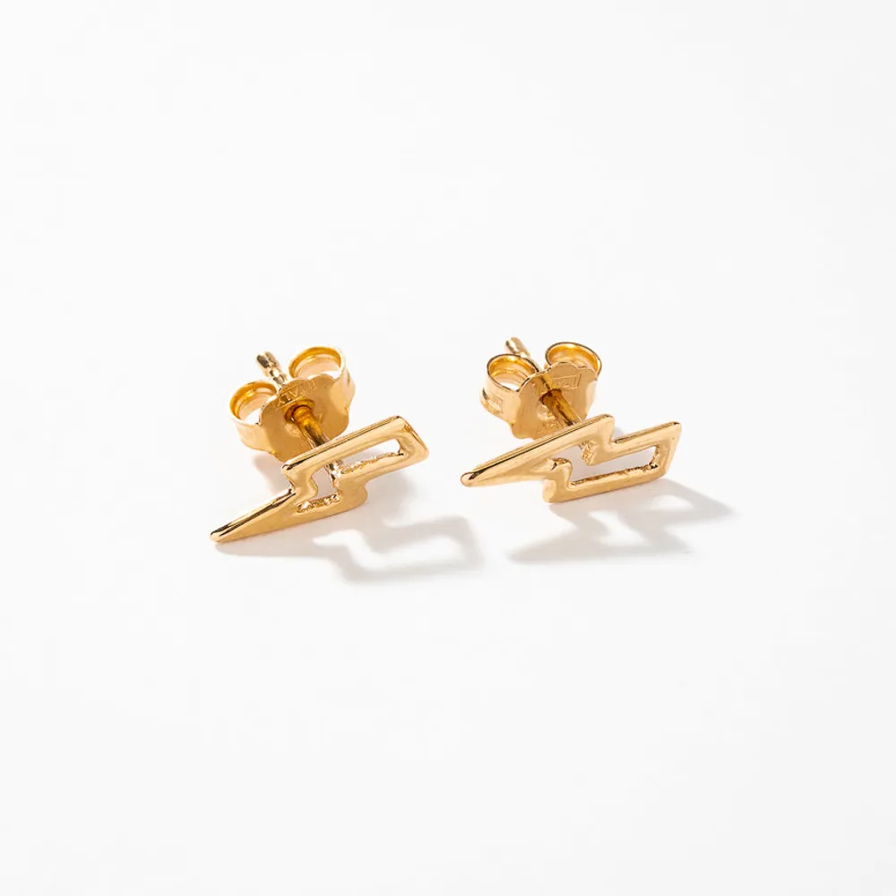 Lightning Bolt Stud Earrings in 14K Yellow Gold