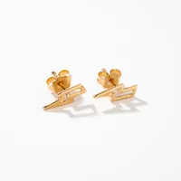 Lightning Bolt Stud Earrings in 14K Yellow Gold