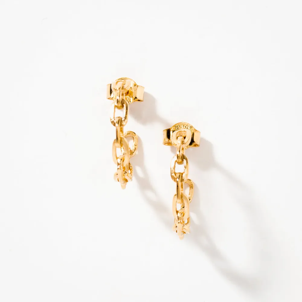 Paperclip Hoop Earrings in 10K Yellow Gold