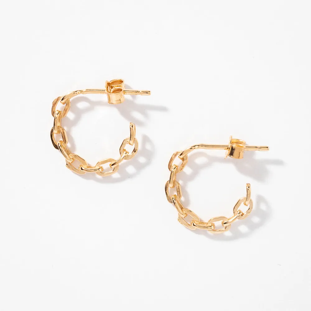 Paperclip Hoop Earrings in 10K Yellow Gold