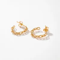 Paperclip Hoop Earrings in 10K Yellow Gold