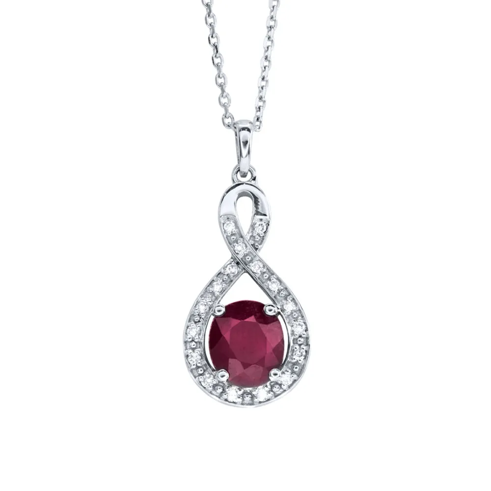 Ruby Pendant Necklace with Diamond Accents