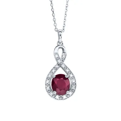Ruby Pendant Necklace with Diamond Accents