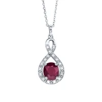 Ruby Pendant Necklace with Diamond Accents