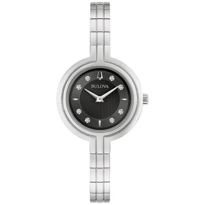 Bulova Rhapsody Women's Silver Black Dial Diamond Watch | 96P215