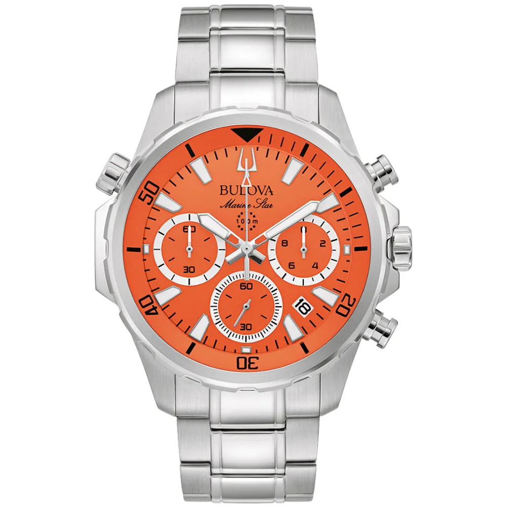 Bulova Men's Marine Star Orange Dial Watch | 96B395