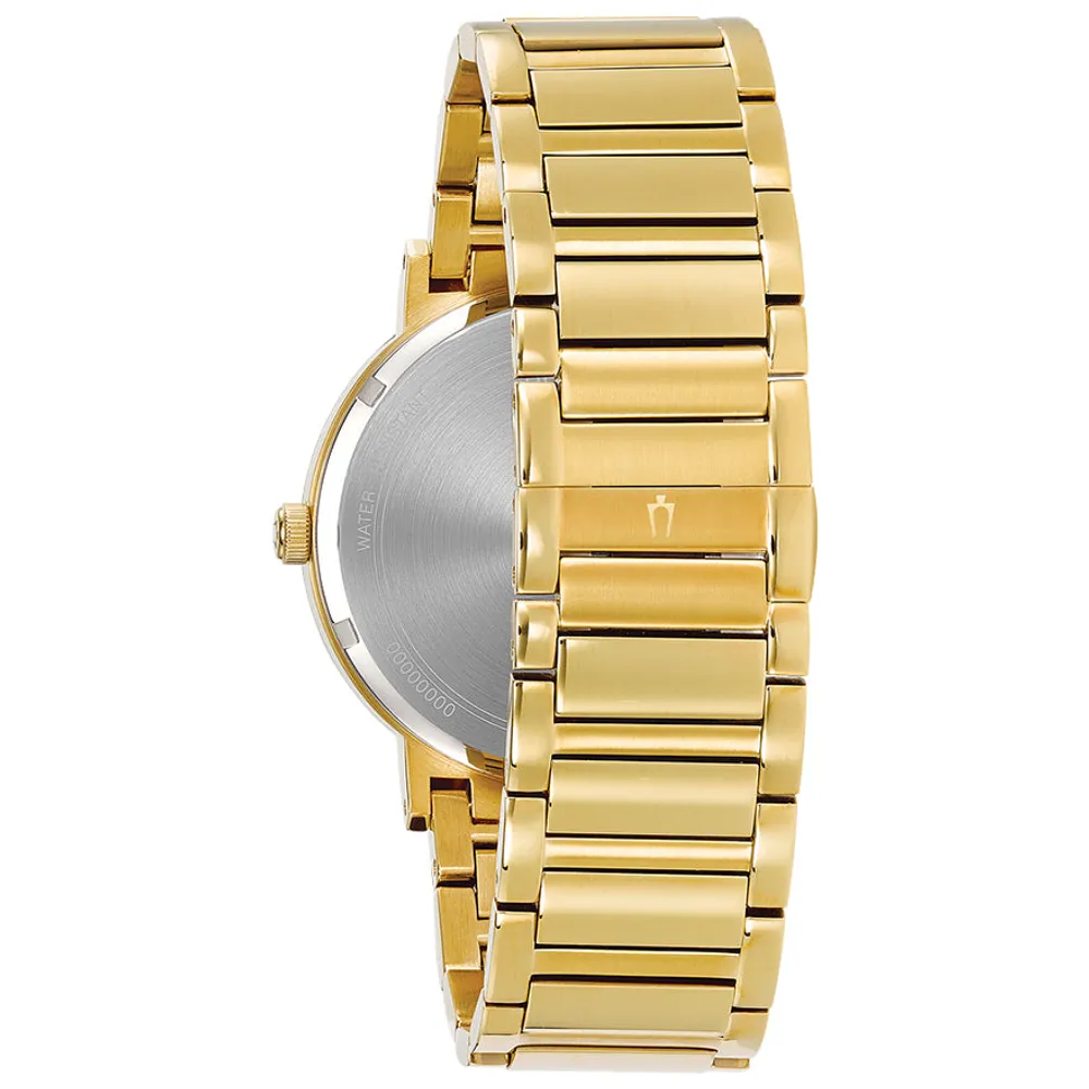 Bulova Men's Modern Diamond Gold Dial Gold Tone Watch | 97D115