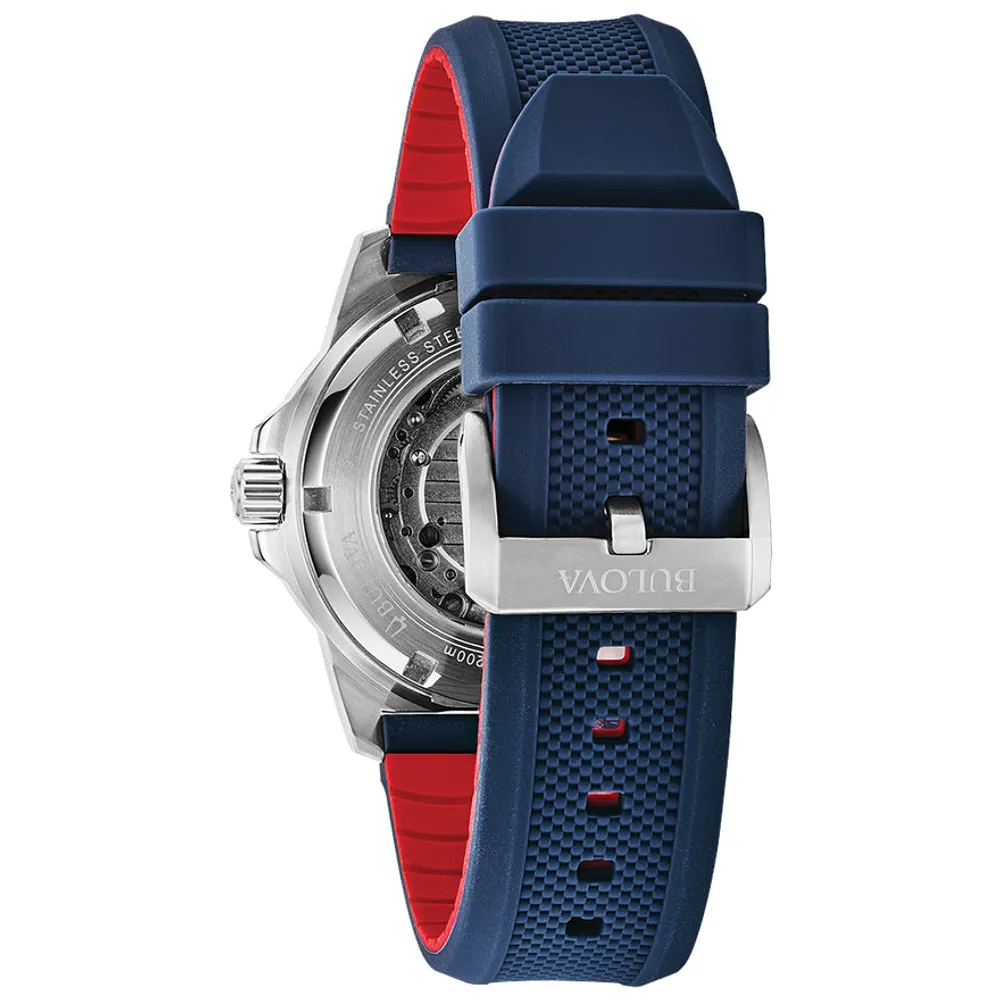 Bulova Men's Automatic Marine Star Watch With Blue Silicone Strap | 98