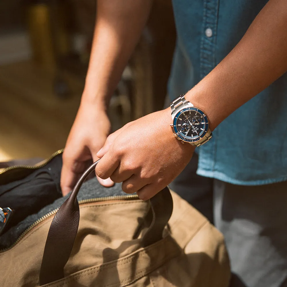 Bulova Men's Marine Star Chronograph Blue Dial Stainless Steel Watch |