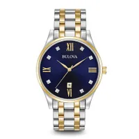 Bulova Men's Classic Two-Tone Watch with Blue Dial | 98D130