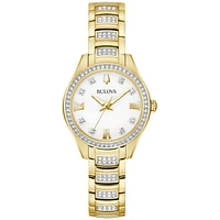 Bulova Crystal Yellow Gold Tone Ladies Watch | 98L306