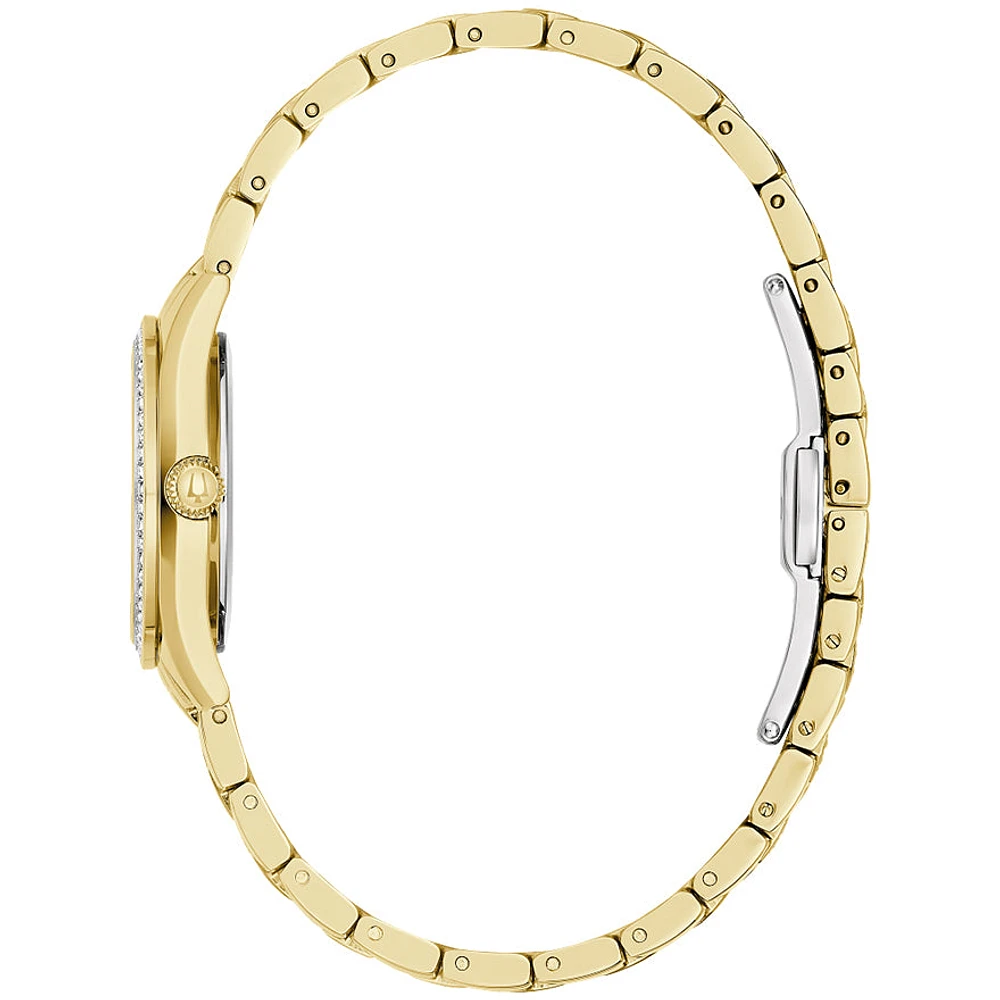 Bulova Crystal Yellow Gold Tone Ladies Watch | 98L306