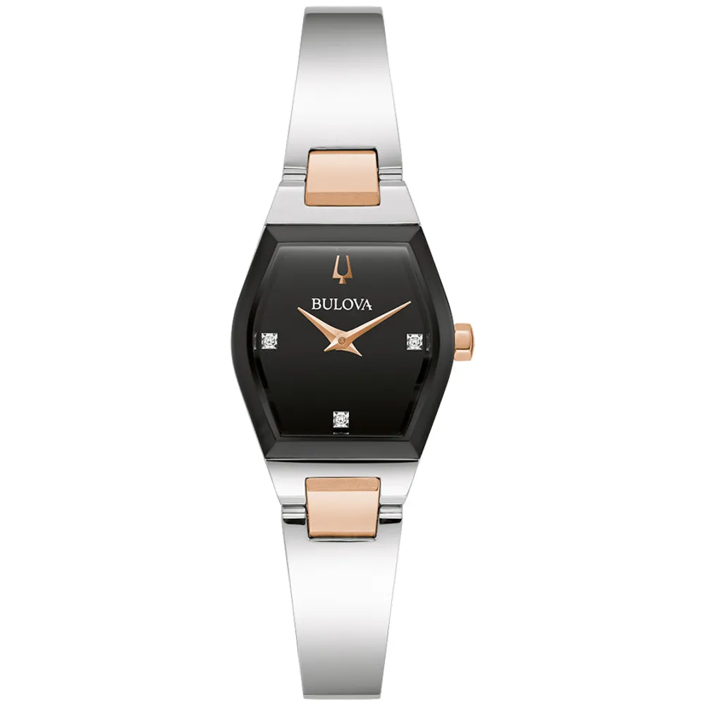 Bulova Gemini Black Dial Ladies Watch | 98P216