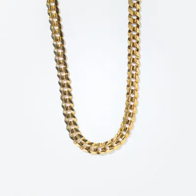 6mm Concave Curb Chain in 10K Italian Yellow Gold (22”)