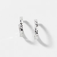 Diamond Cut Hoop Earrings 10K White Gold