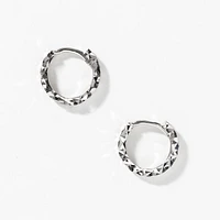 Diamond Cut Hoop Earrings 10K White Gold