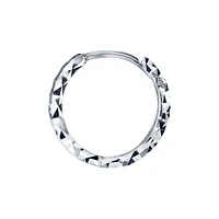 10K White Gold Hoop Earrings With Diamond Cut Pattern