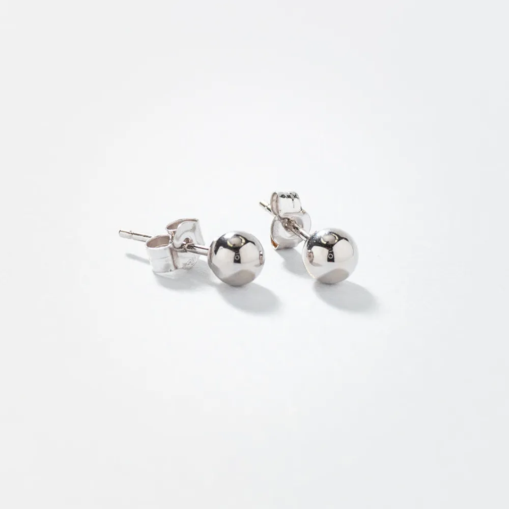 Ball Stud Earrings in 10K White Gold