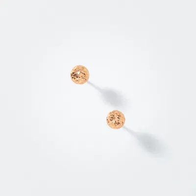 Diamond Cut Ball Stud Earrings in 10K Rose Gold