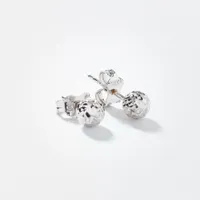 Diamond Cut Ball Stud Earrings in 10K White Gold