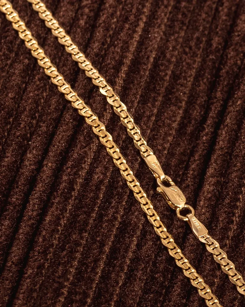 2.4mm Marine Link Chain in 10K Italian Yellow Gold (24”)