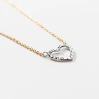 Heart Pendant Necklace in 10K Yellow and White Gold