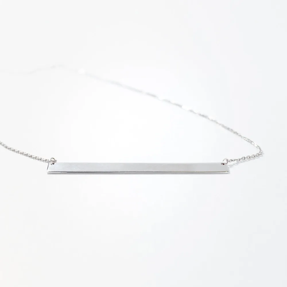 Gold Bar Pendant Necklace in 10K White Gold