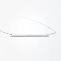 Gold Bar Pendant Necklace in 10K White Gold