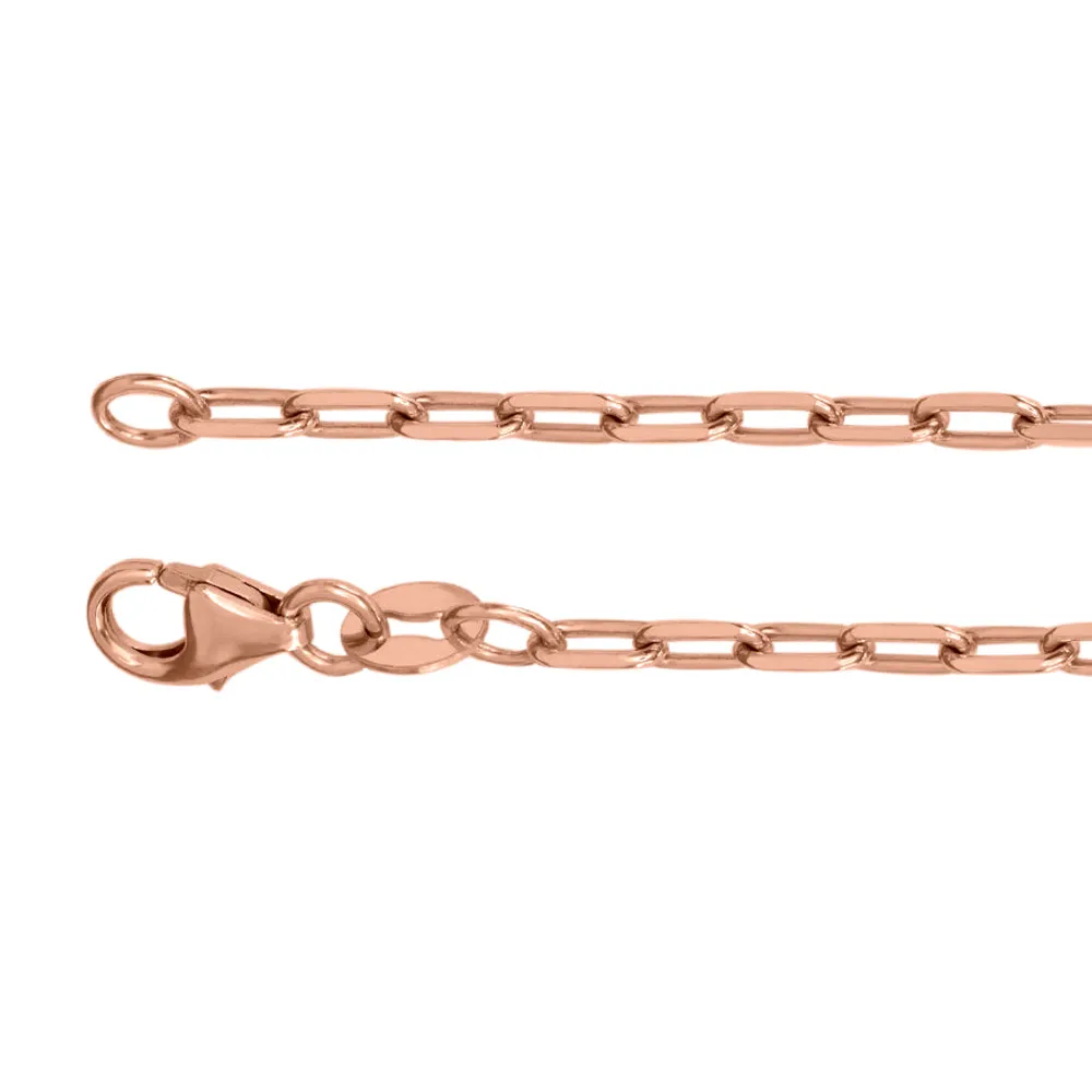 10K Rose Gold 1.9mm Paper Clip Chain (20”)