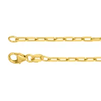 10K Yellow Gold Paper Clip Bracelet 1.9mm/7.5"