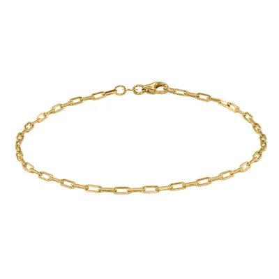 10K Yellow Gold Paper Clip Bracelet 1.9mm/7.5"