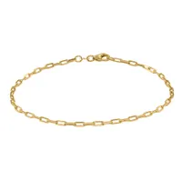 10K Yellow Gold Paper Clip Bracelet 1.9mm/7.5"