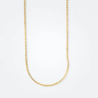 10K Italian Yellow Gold 1.15mm Adjustable Diamond Cut Rolo Chain in 18