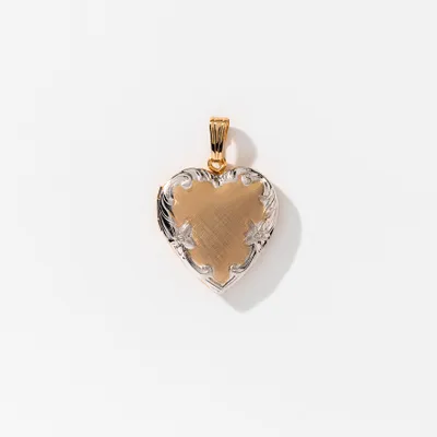 Heart Locket in 14K Yellow and White Gold