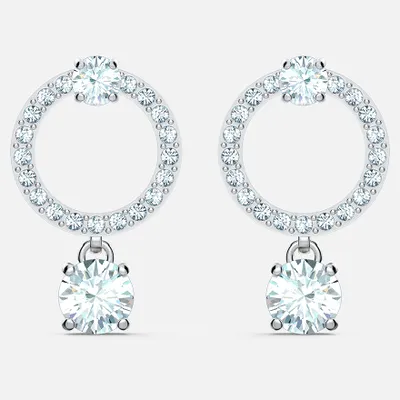 Swarovski Attract Circle Pierced Earrings, White, Rhodium Plated | 556