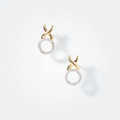 Diamond “XO” Stud Earrings in 10K Yellow Gold (0.10 ct tw)