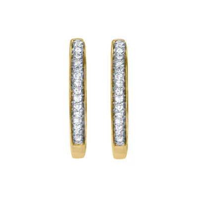 Diamond Hoop Earrings in 10K Yellow Gold (0.10 ct tw)