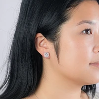 Halo Diamond Stud Earrings in 10K White Gold (1.00ct tw)