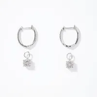 Diamond Cluster Drop Earrings in 10K White Gold (0.20ct tw)