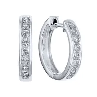 Hoop Channel Set Diamond Earrings in 10K White Gold (0.50ct tw)