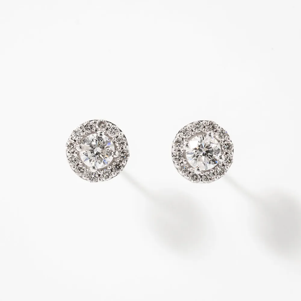 Diamond Stud Earrings in 14K White Gold (0.75 ct tw)