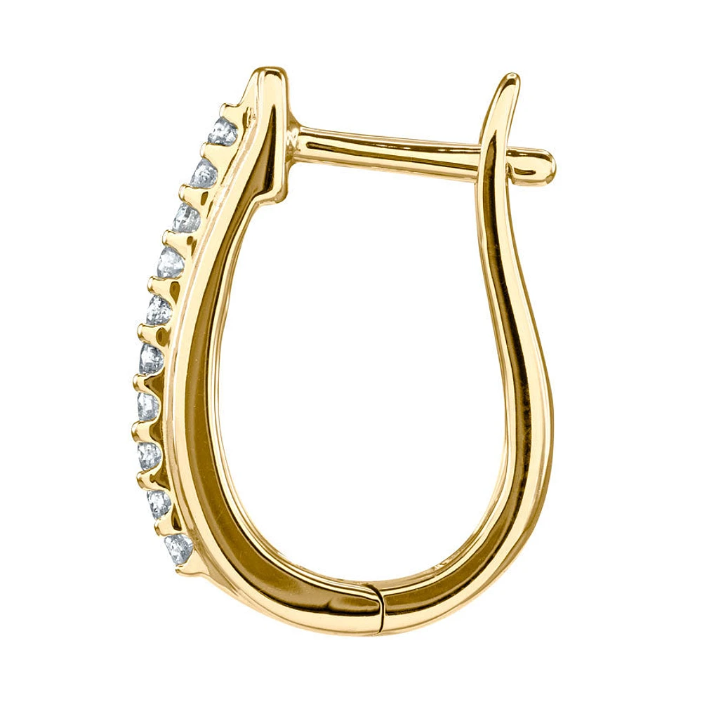 U-Hoop Diamond Earrings in 10K Yellow Gold (0.25 ct tw)