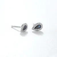 Pear Shape Sapphire Earrings in 10K White Gold