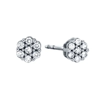 Diamond Cluster Stud Earrings in 10K White Gold (0.20 ct tw)