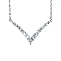 V Shaped Diamond Necklace in 10K White Gold (0.40 ct tw)