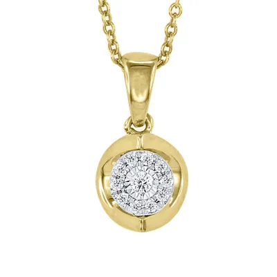 Diamond Cluster Pendant Necklace in 10K Yellow and White Gold (0.07ct