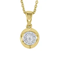 Diamond Cluster Pendant Necklace in 10K Yellow and White Gold (0.07ct