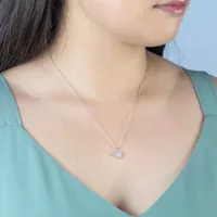 Diamond Cluster Necklace in 10K White Gold (0.15 ct tw)