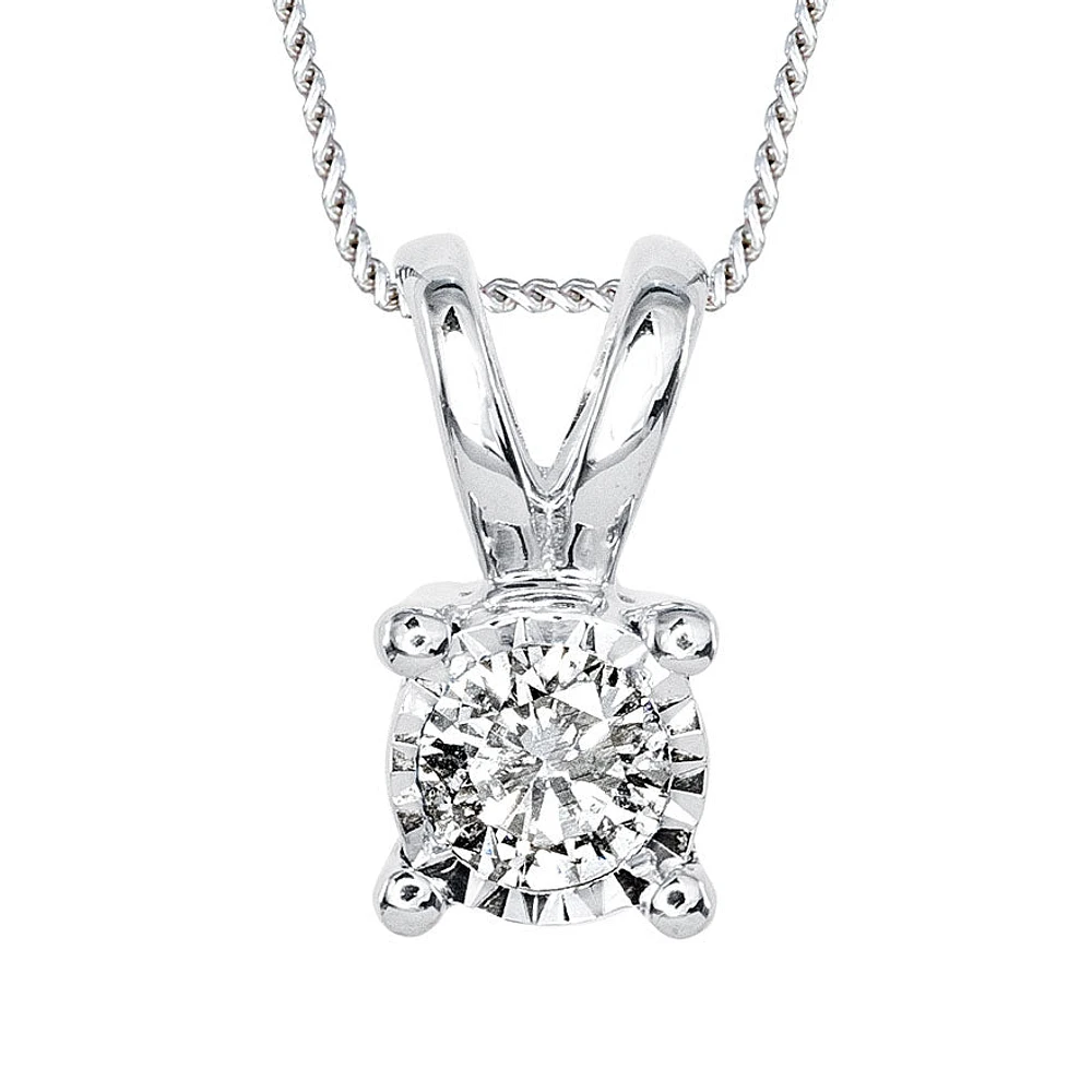 10K White Gold Diamond Pendant Necklace (0.10 ct tw)